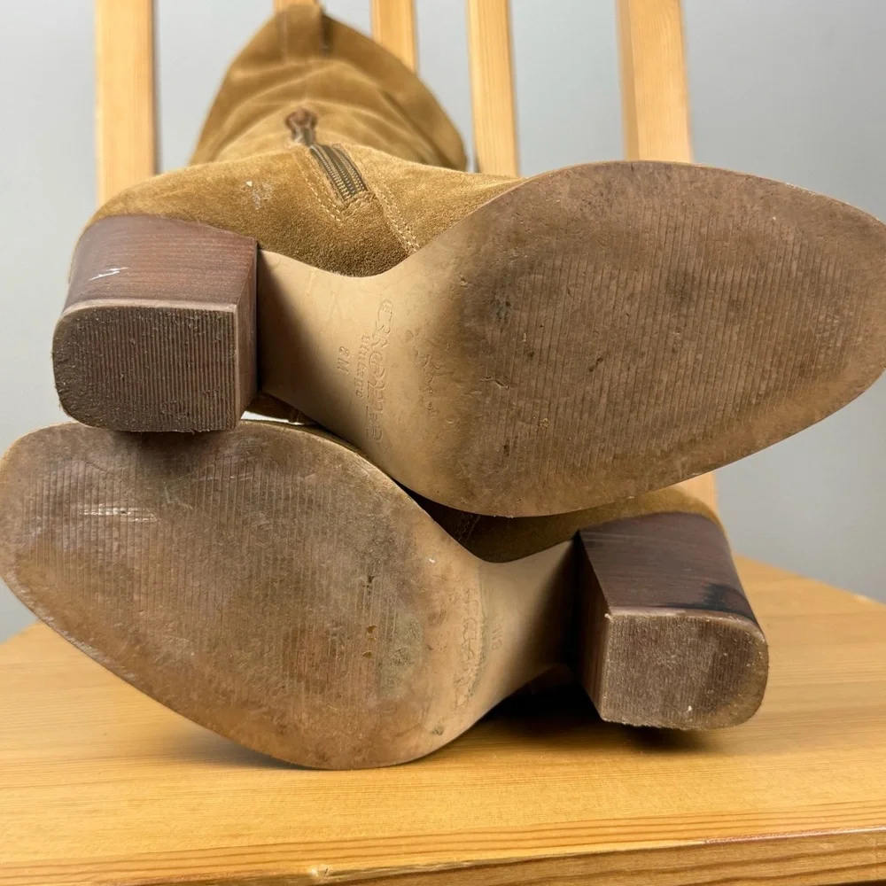 Crown Vintage Tan Suede Heeled Cowgirl Boots - Picture 5 of 16